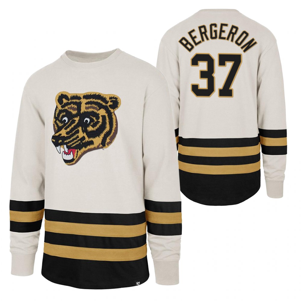 Patrice Bergeron Boston Bruins Center Ice Crew White Retro Cotton Jersey