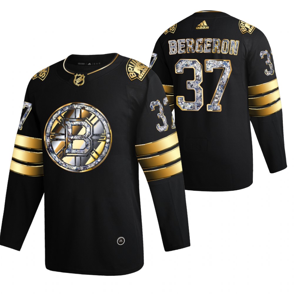 Patrice Bergeron Bruins #37 Black Diamond Edition 2022 Stanley Cup Playoffs Jersey Stitched
