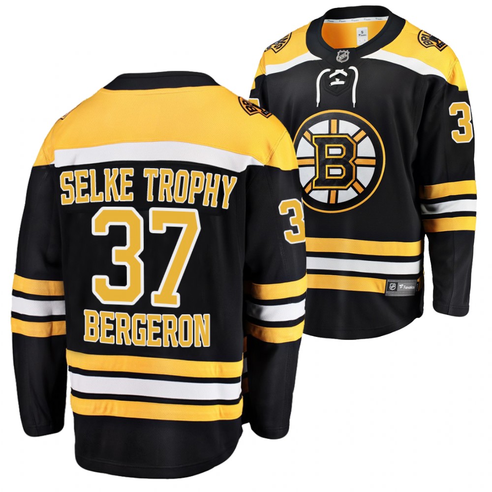 Patrice Bergeron Selke Trophy Bruins #37 Black Jersey Awards Edition Stitched