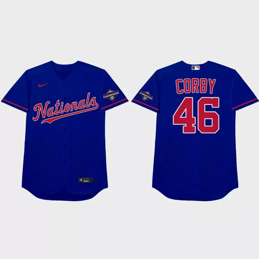 Patrick Corbin 2021 Players’ Weekend Corby Nickname Jersey – Royal