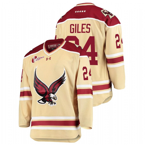 Patrick Giles College Hockey 2021-22 Boston College Eagles Beige Jersey