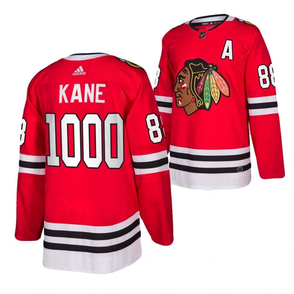 Patrick Kane 1000th Game milestone Red Blackhawks #88 Jersey Special Commemoration