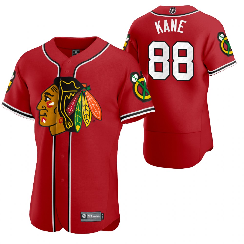 Patrick Kane Blackhawks 2020 NHL X MLB Crossover Baseball Jersey Red