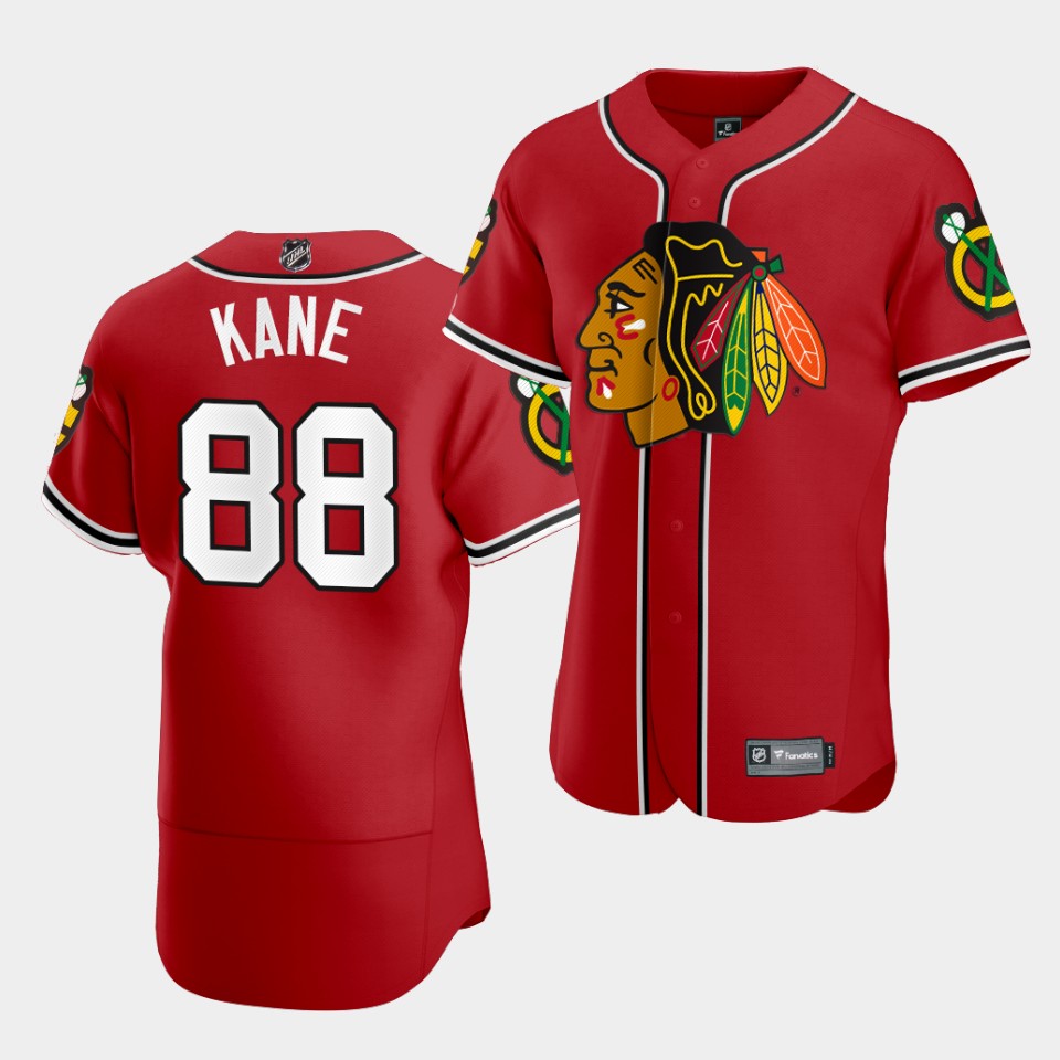 Patrick Kane Chicago Blackhawks 2020 NHL X MLB Crossover Edition Red Baseball Stitched Jersey
