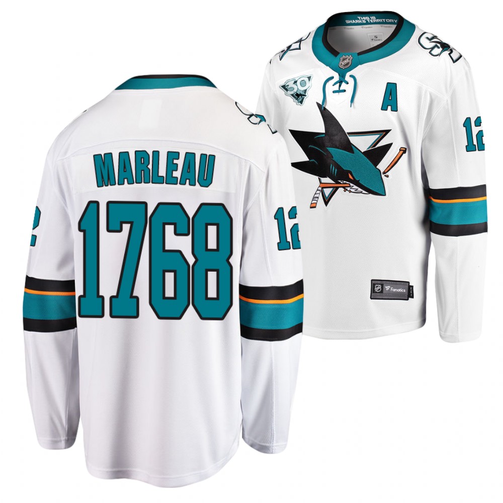 Patrick Marleau 23 Seasons 1768 Games White Sharks #12 Jersey Legend