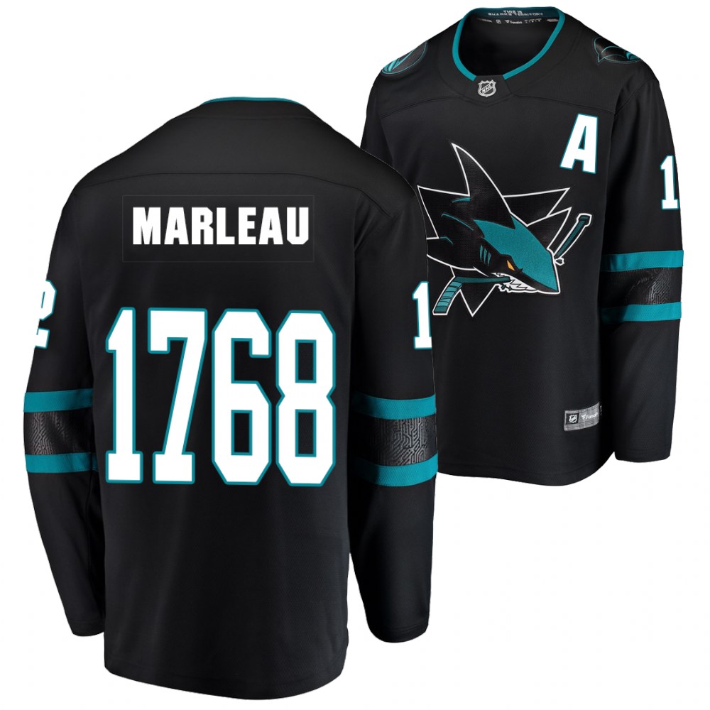Patrick Marleau NHL Record 1768 Games Black Sharks #12 Jersey Legend