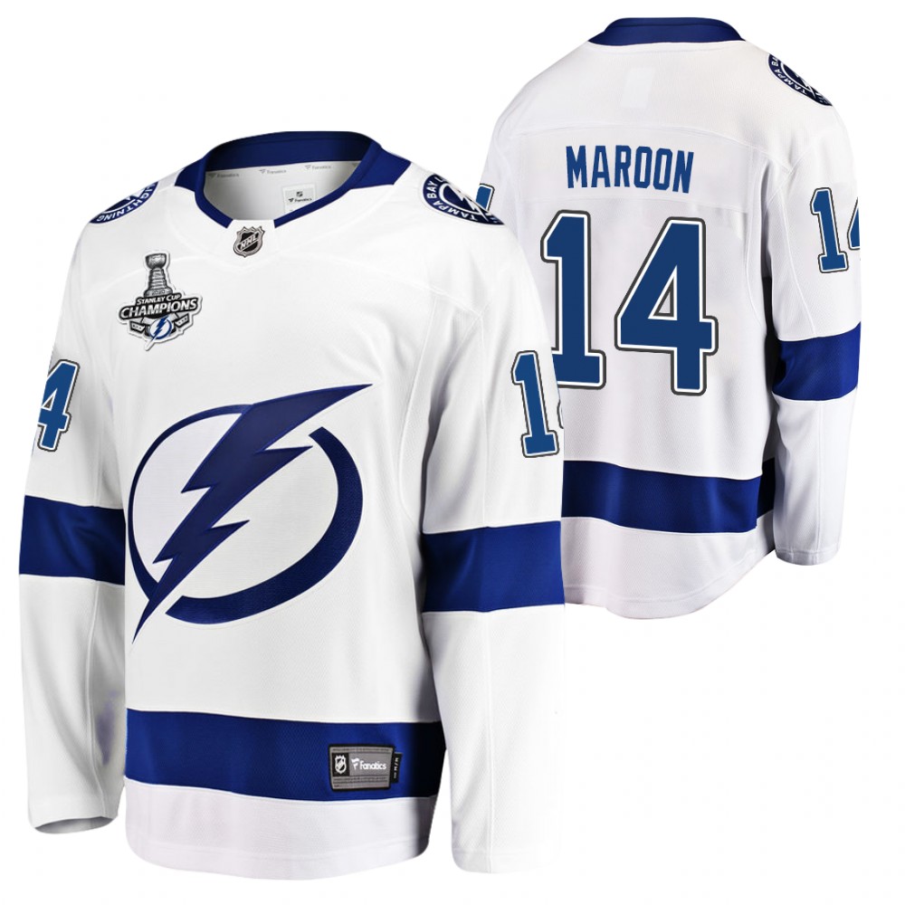 Patrick Maroon Lightning 2020 Stanley Cup Champions White Away Jersey
