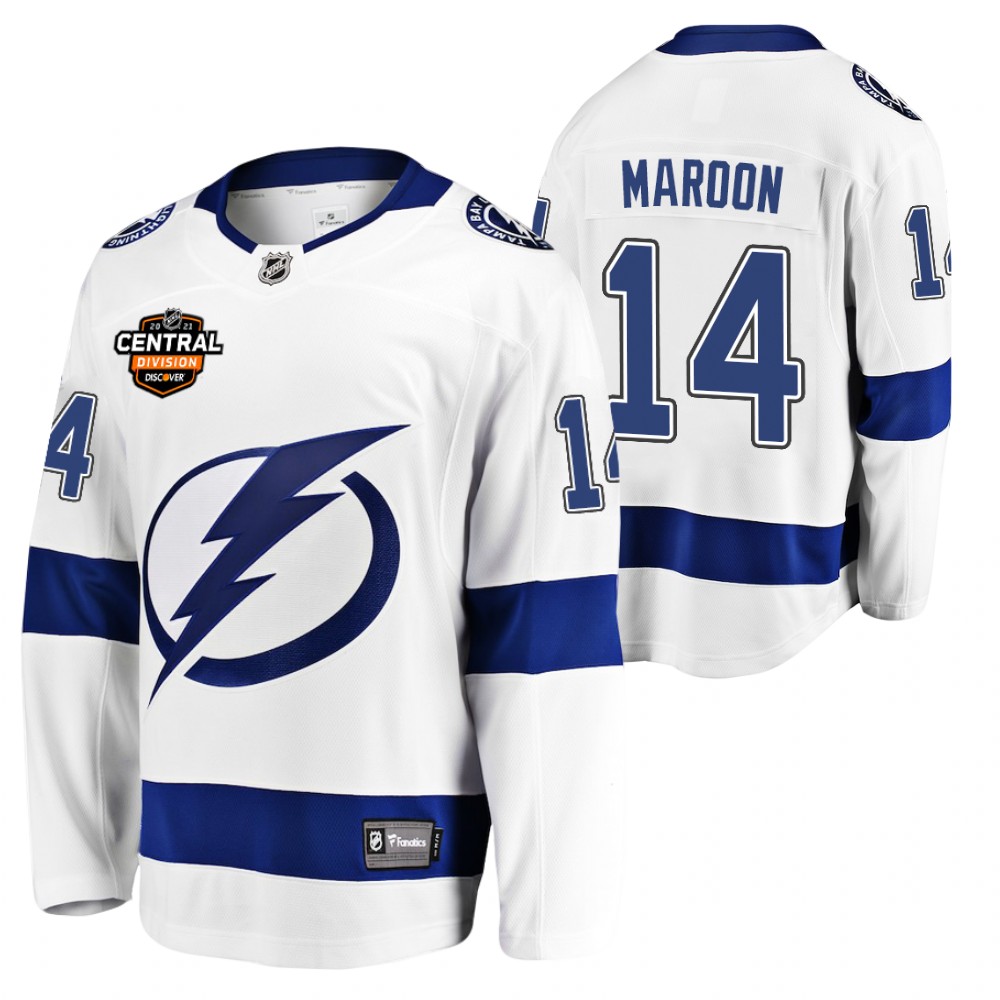 Patrick Maroon Lightning 2021 Central Division Patch Jersey White Away