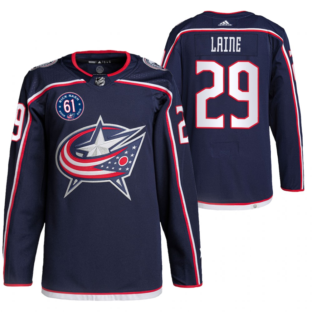 Patrik Laine Columbus Blue Jackets Navy Rick Nash 61 Patch 2022 Jersey Authentic Primegreen