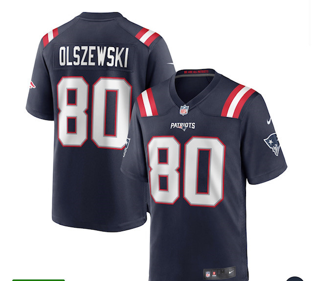 Patriot #80 Gunner Olszewski Blue Jersey 