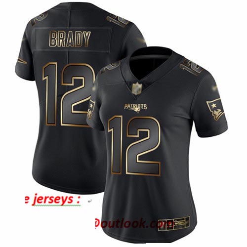 Patriots #12 Tom Brady Black Gold Women's Stitched Football Vapor Untouchable Limited Jersey