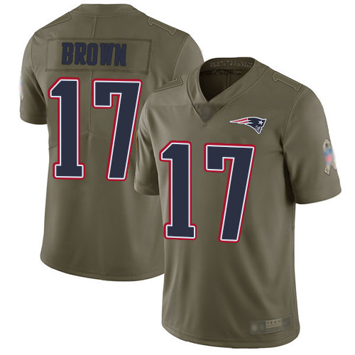 Patriots #17 Antonio Brown Olive Men's Stitched Football Limited 2017 Salute To Service Jersey