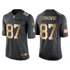 Patriots #87 Rob Gronkowski Anthracite 2016 Christmas Gold Salute to Service Jersey