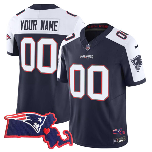 Patriots Massachusetts Patch Vapor Custom Jersey – All   Stitched