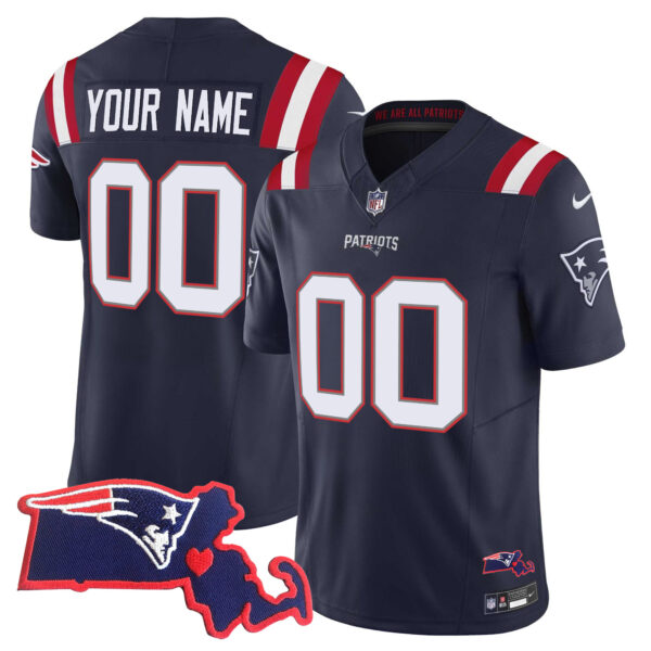 Patriots Massachusetts Patch Vapor Custom Jersey – All Stitched