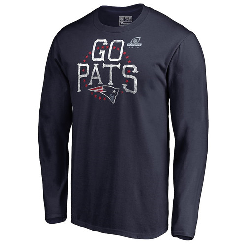 Patriots Navy 2018 NFL Playoffs Go Pats Men's Long Sleeve T-Shirt