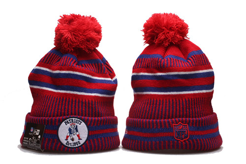 Patriots Team Logo Red Pom Knit Hat YD