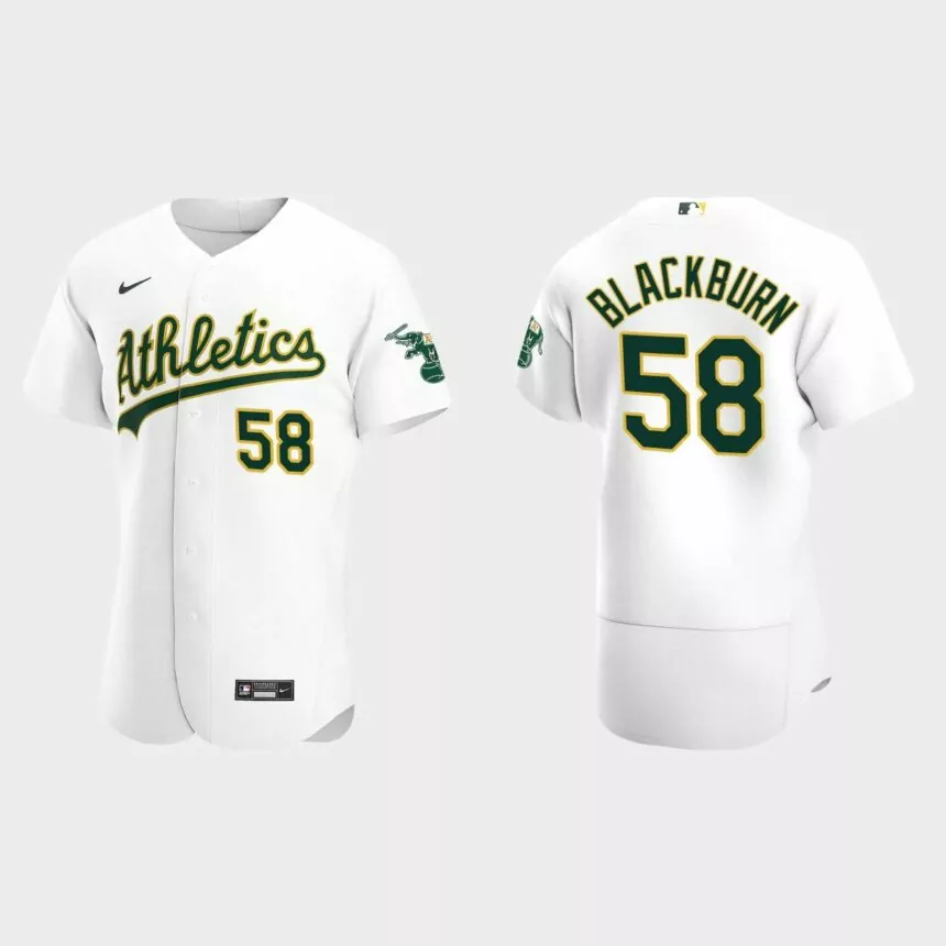 Paul Blackburn Oakland Athletics Authentic Home Jersey – White