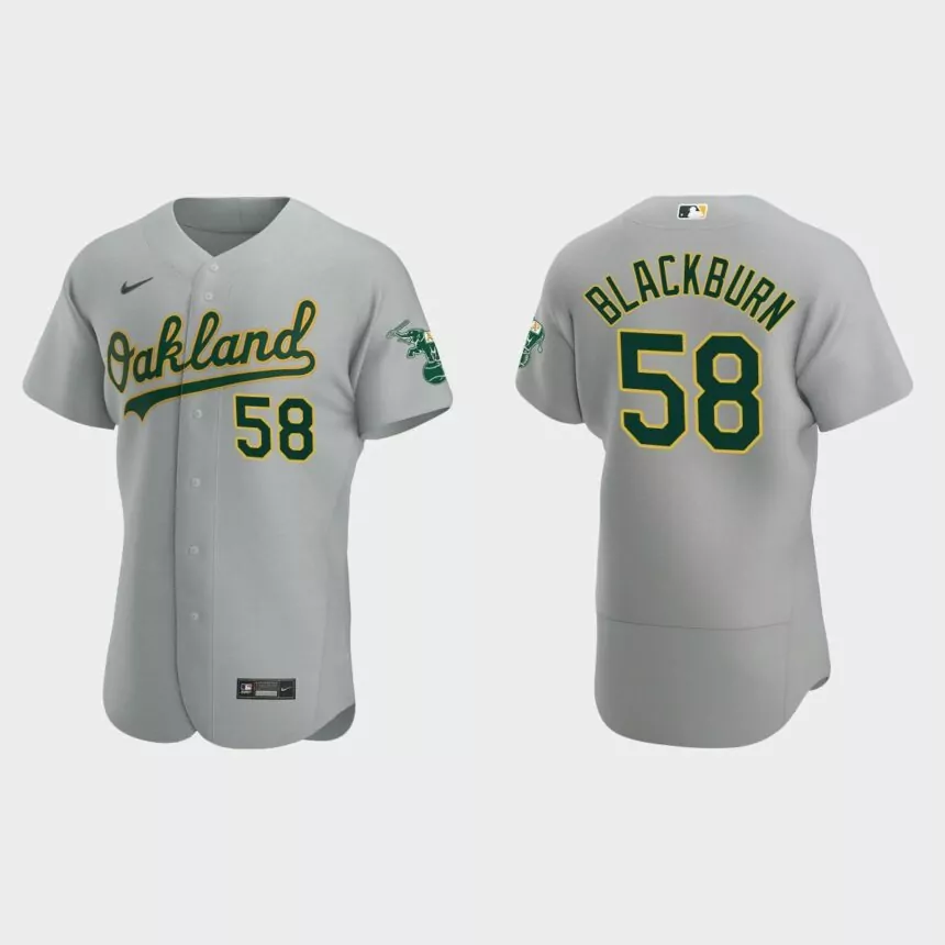 Paul Blackburn Oakland Athletics Authentic Road Jersey – Gray