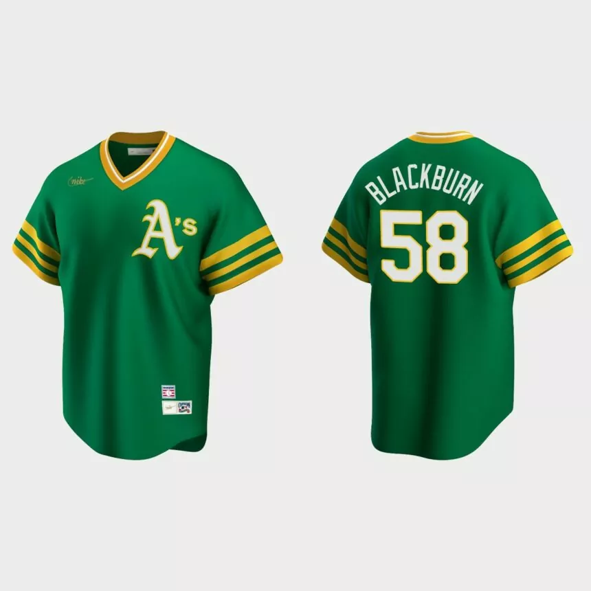 Paul Blackburn Oakland Athletics Cooperstown Collection Road Jersey – Kelly Green
