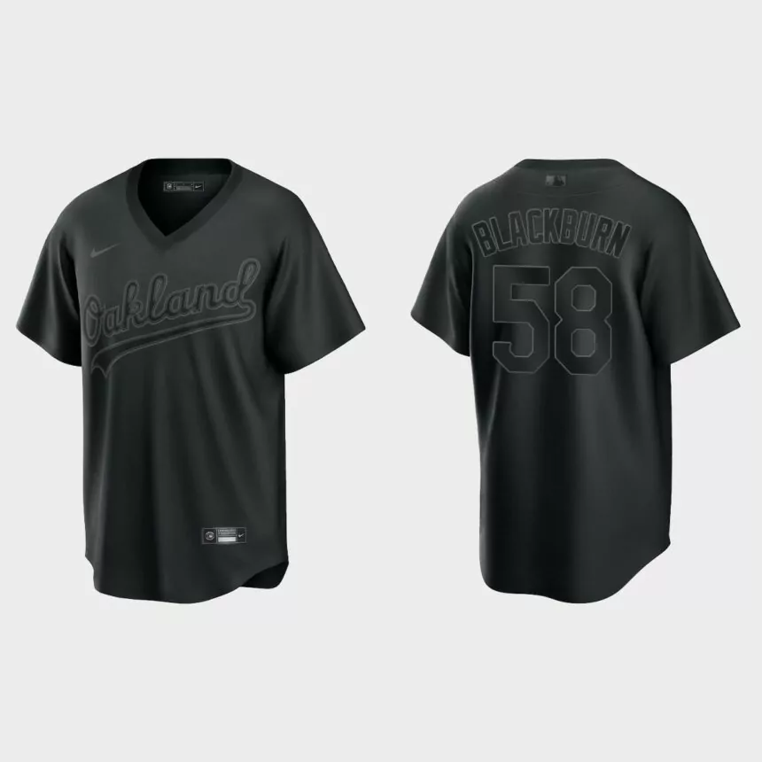 Paul Blackburn Oakland Athletics Pitch Black Fashion Replica Jersey – Black