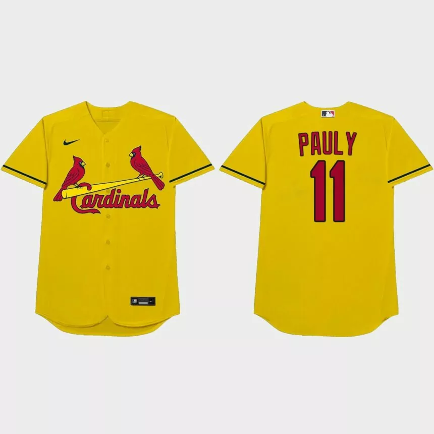 Paul DeJong Nickname Cardinals 2021 Players’ Weekend Pauly Jersey – Gold