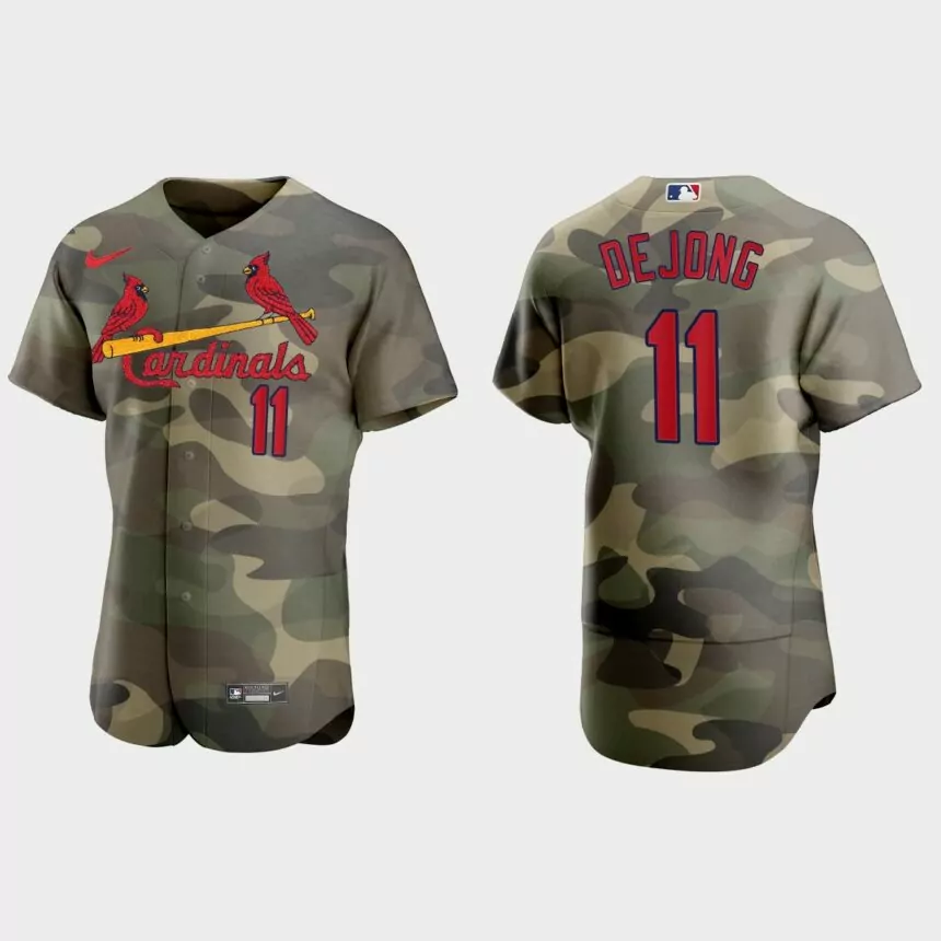 Paul DeJong St. Louis Cardinals 2021 National Armed Forces Day Authentic Jersey – Camo