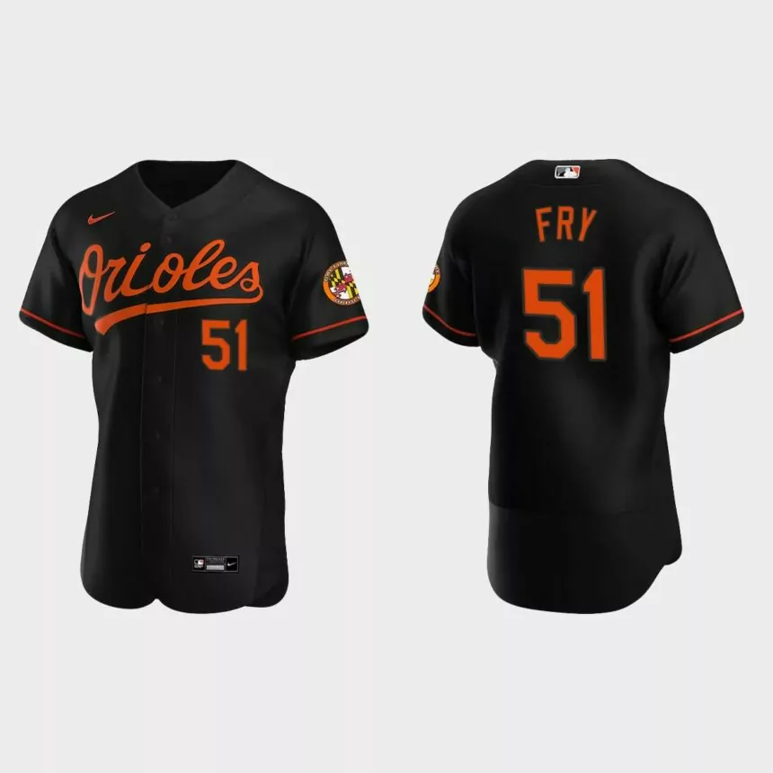 Paul Fry #51 Baltimore Orioles Authentic Alternate Jersey – Black