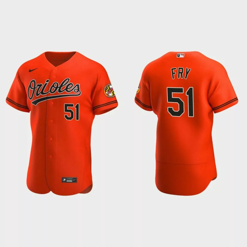 Paul Fry #51 Baltimore Orioles Authentic Alternate Jersey – Orange