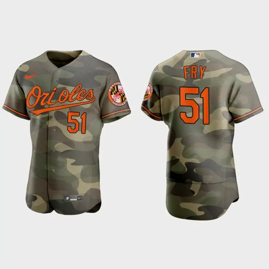 Paul Fry Baltimore Orioles 2021 National Armed Forces Day Authentic Jersey – Camo