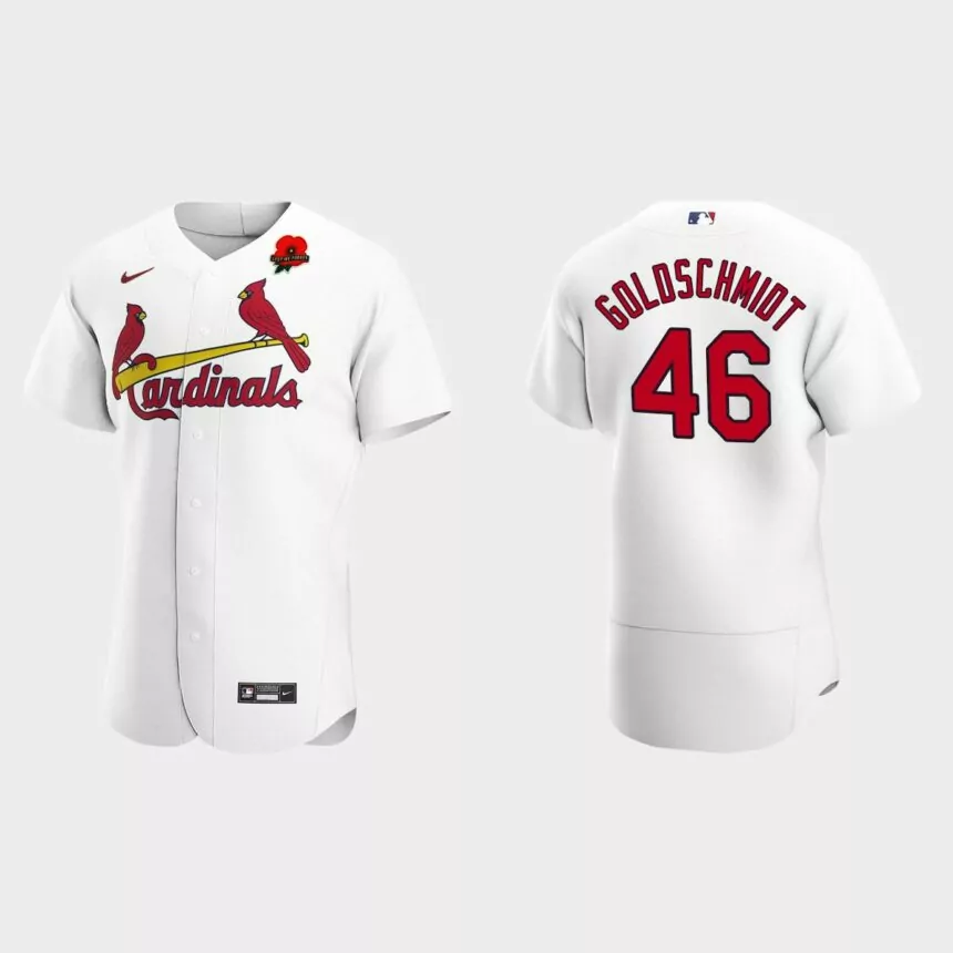 Paul Goldschmidt St. Louis Cardinals 2022 Memorial Day Poppy Patch Authentic Jersey – White