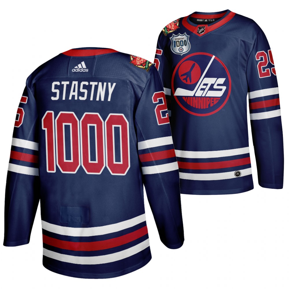 Paul Stastny Stastny1000 Silver Stick Navy Jets #25 Jersey Heritage