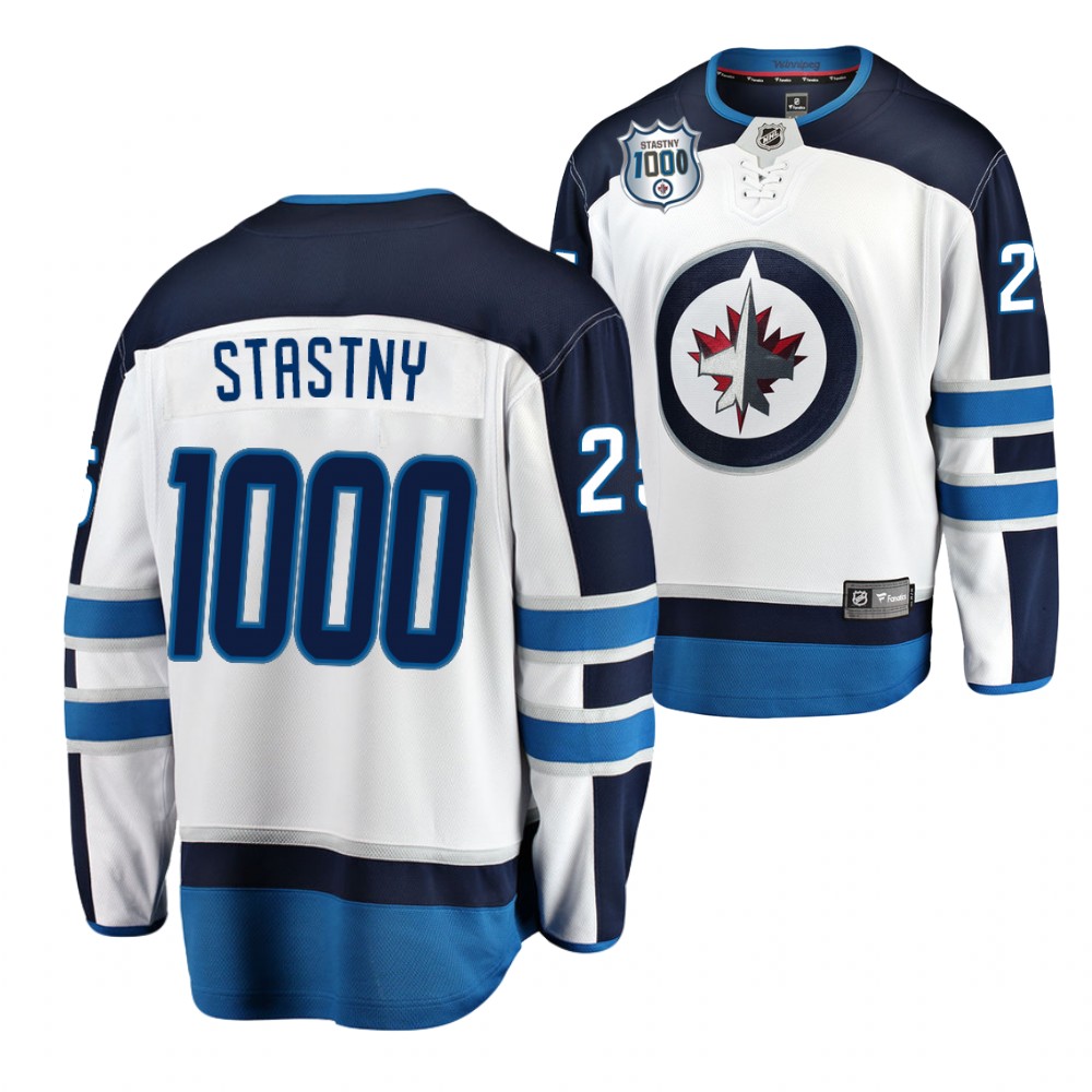 Paul Stastny Stastny1000 White Jets #25 Jersey Silver Stick