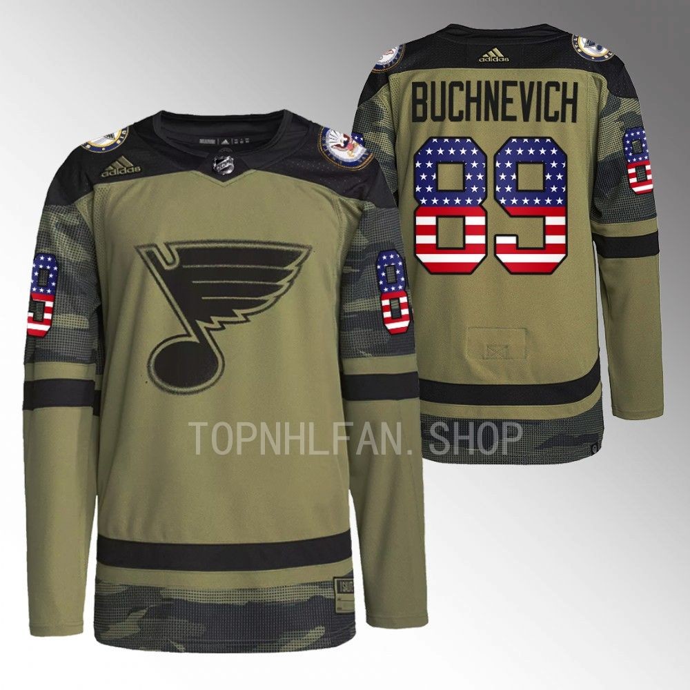 Pavel Buchnevich Blues Veterans Day Jersey Camo Warmup