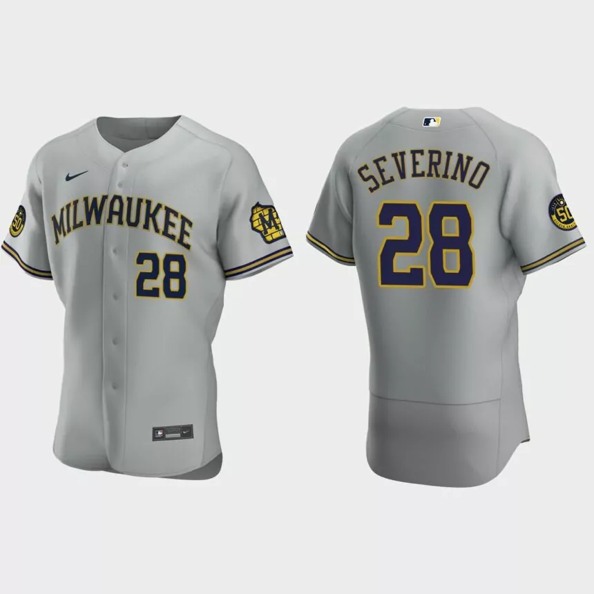 Pedro Severino Milwaukee Brewers Authentic Road Jersey – Gray