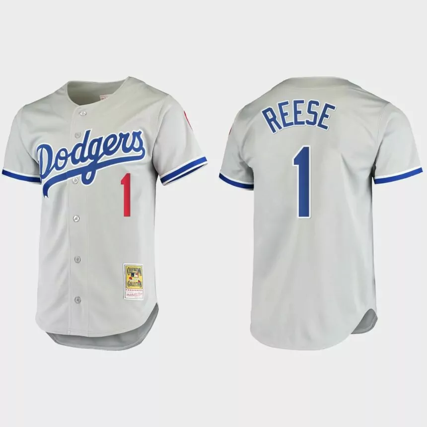 Pee Wee Reese #1 Los Angeles Dodgers Authentic Cooperstown Collection Jersey – Gray