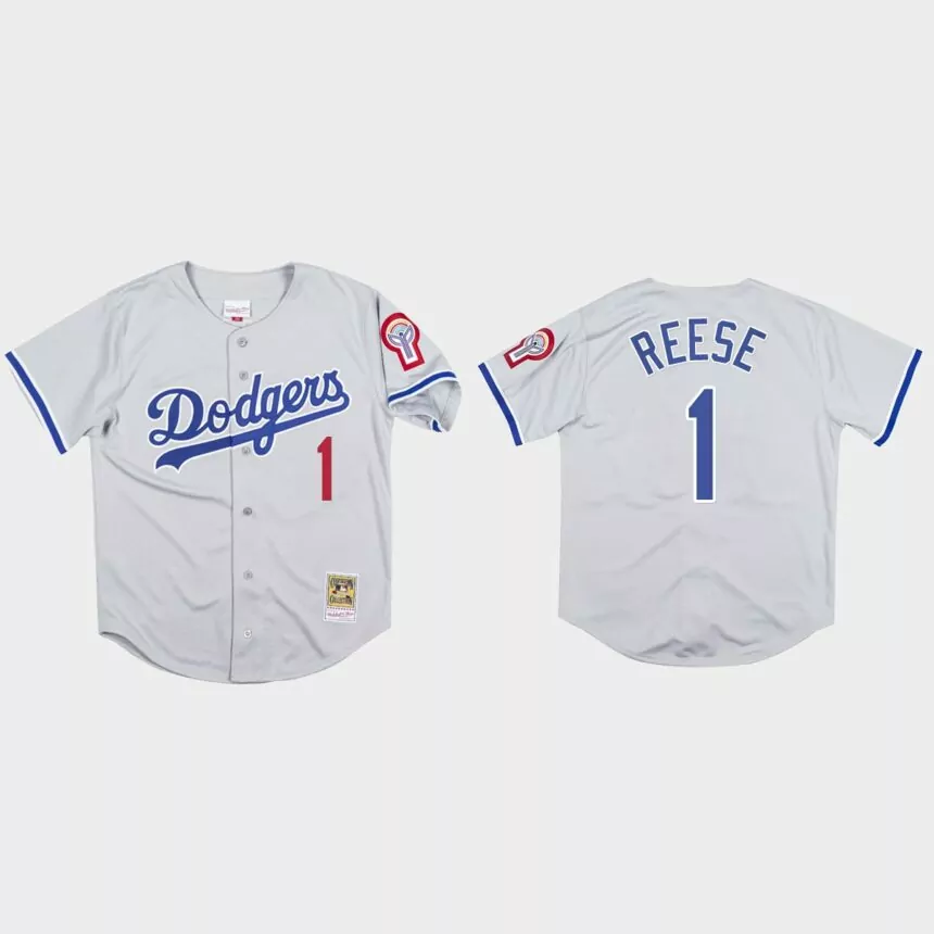 Pee Wee Reese #1 Los Angeles Dodgers Mitchell & Ness 1981 Authentic Jersey – Gray