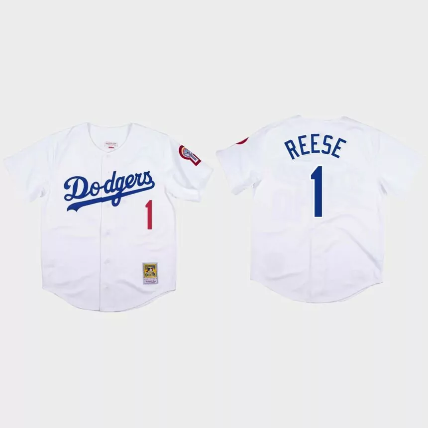 Pee Wee Reese #1 Los Angeles Dodgers Mitchell & Ness 1981 Authentic Jersey – White