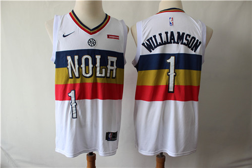 Pelicans 1 Zion Williamson White Earned Edition Nike Swingman Jersey