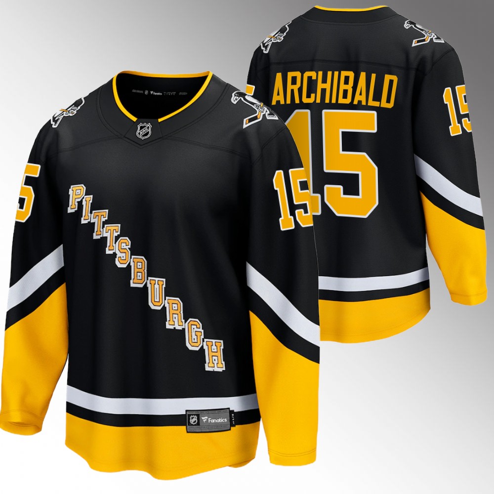 Penguins #15 Josh Archibald Black 2022 Alternate Jersey