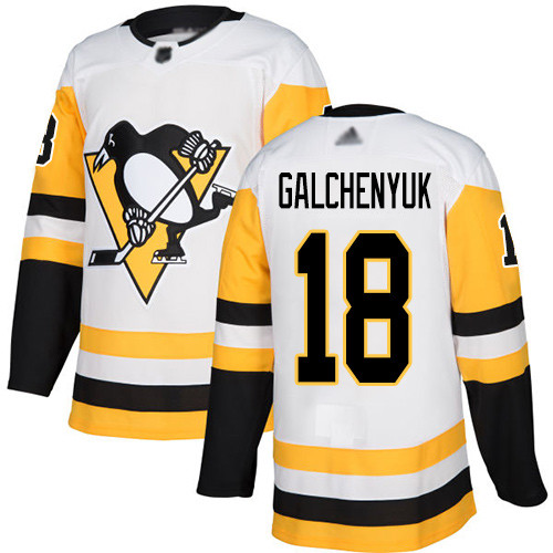 Penguins #18 Alex Galchenyuk White Road Authentic Stitched Hockey Jersey