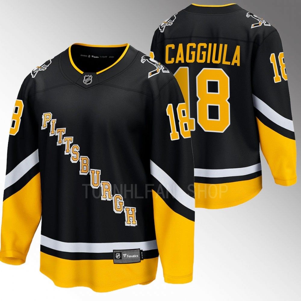 Penguins #18 Drake Caggiula Black Alternate Jersey