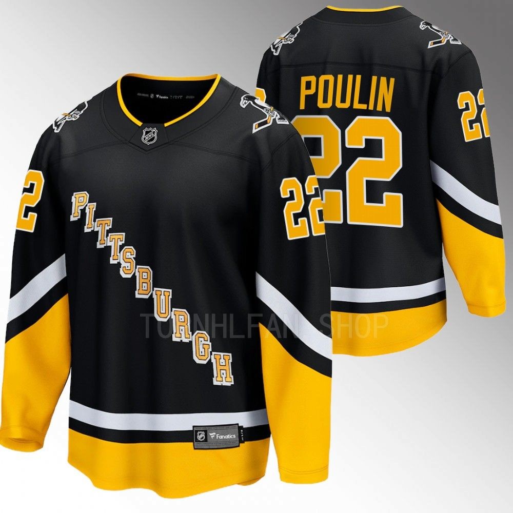 Penguins #22 Sam Poulin Black Alternate Jersey
