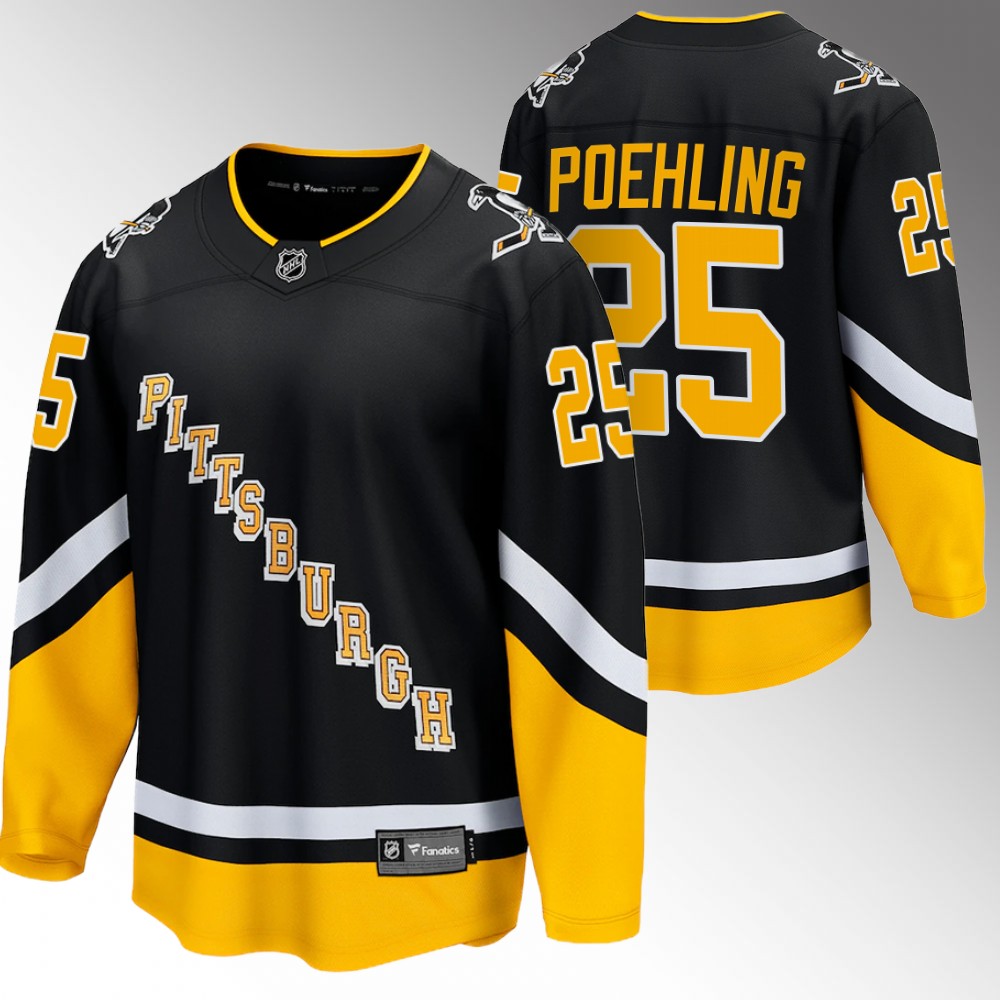 Penguins #25 Ryan Poehling Black 2022 Alternate Jersey