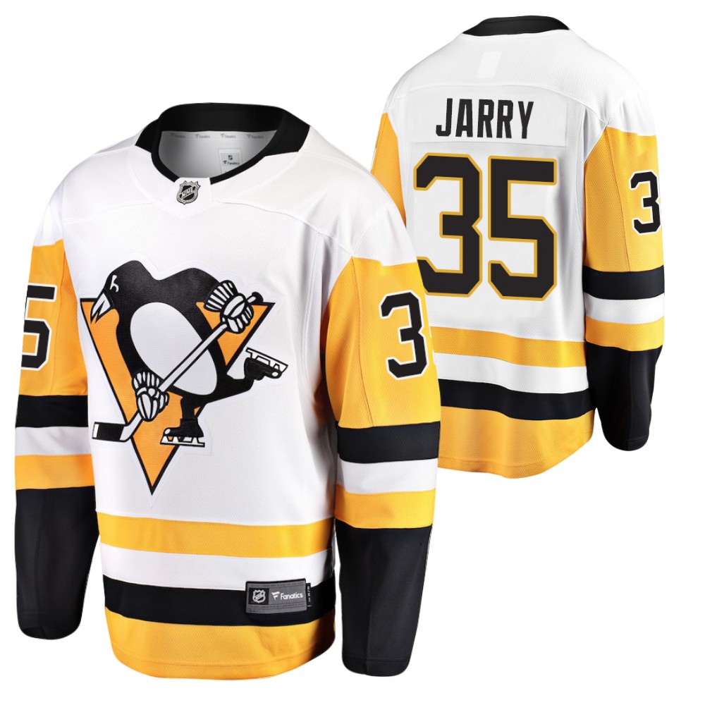 Penguins #35 Tristan Jarry White 2020-21 Away Jersey