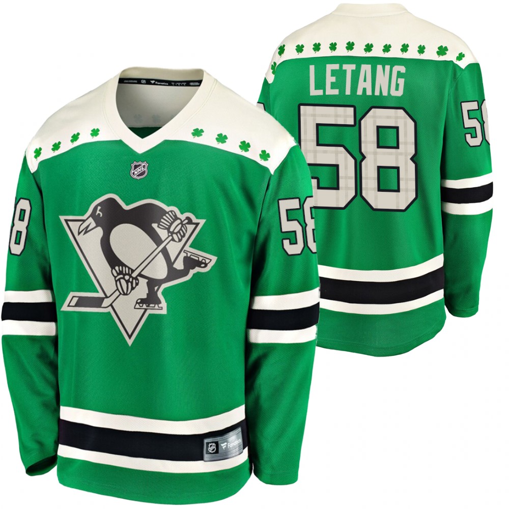 Penguins #58 Kris Letang 2020 St. Patrick's Day Breakaway Jersey Green