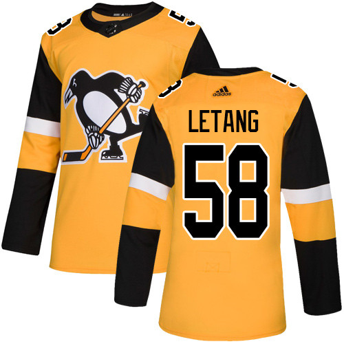 Penguins #58 Kris Letang Gold Alternate Authentic Stitched Hockey Jersey