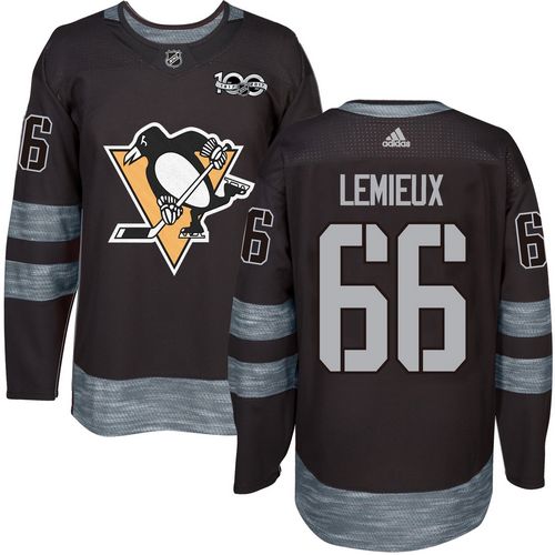 Penguins #66 Mario Lemieux Black 1917-2017 100th Anniversary Stitched NHL Jersey