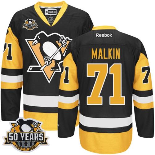 Penguins #71 Evgeni Malkin Black Alternate 50th Anniversary Stitched Youth NHL Jersey