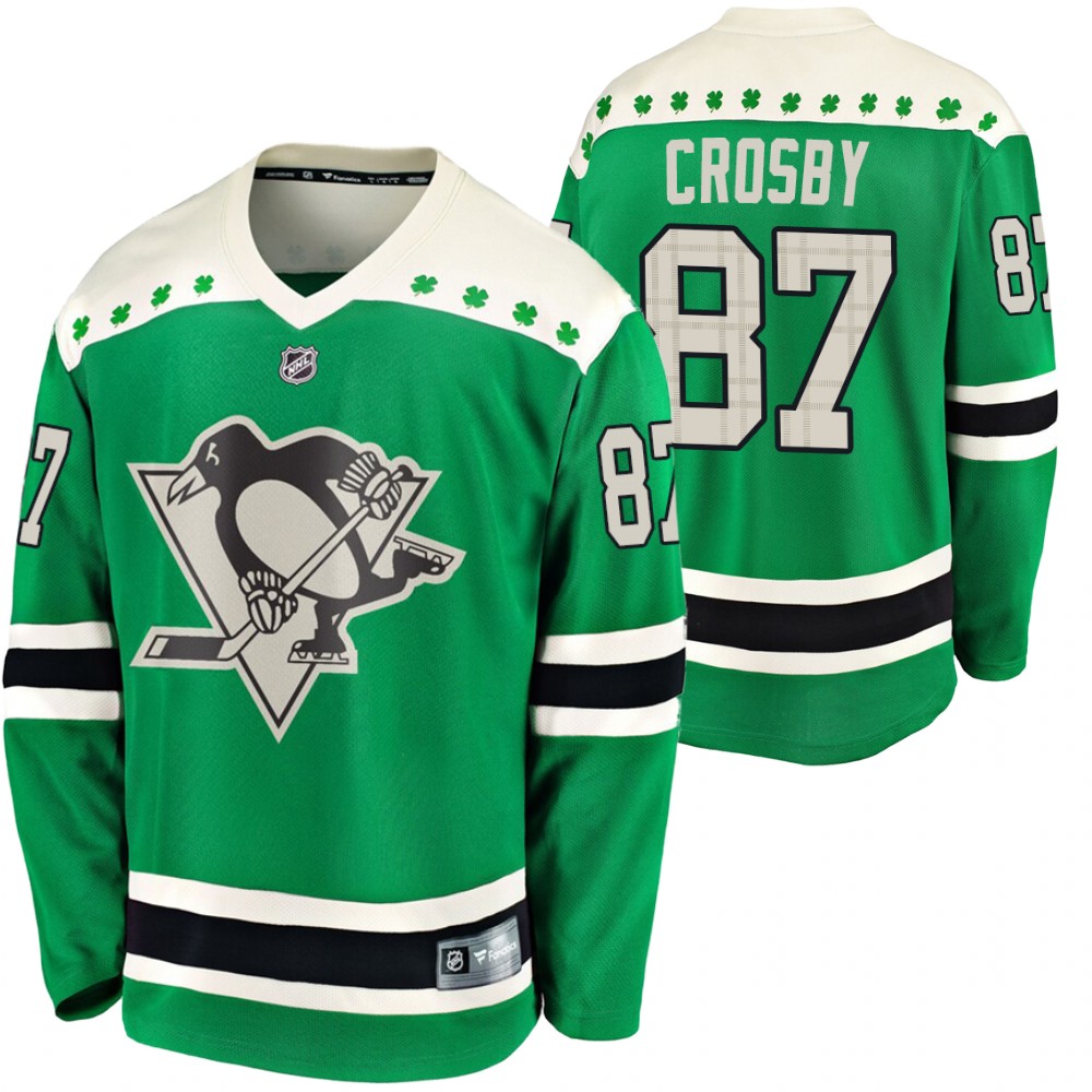 Penguins #87 Sidney Crosby 2020 St. Patrick's Day Breakaway Jersey Green
